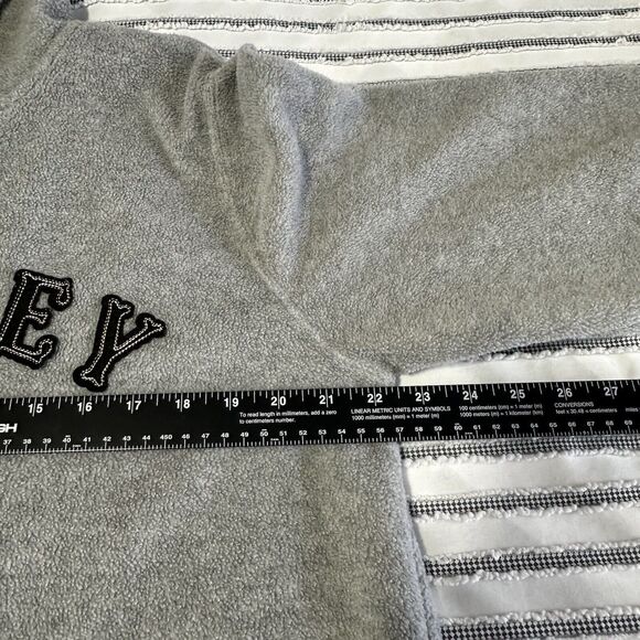 Disney Women’s Size L Embroidered Mickey Mouse Athletics Fleece Hooded Gray - Picture 6 of 8